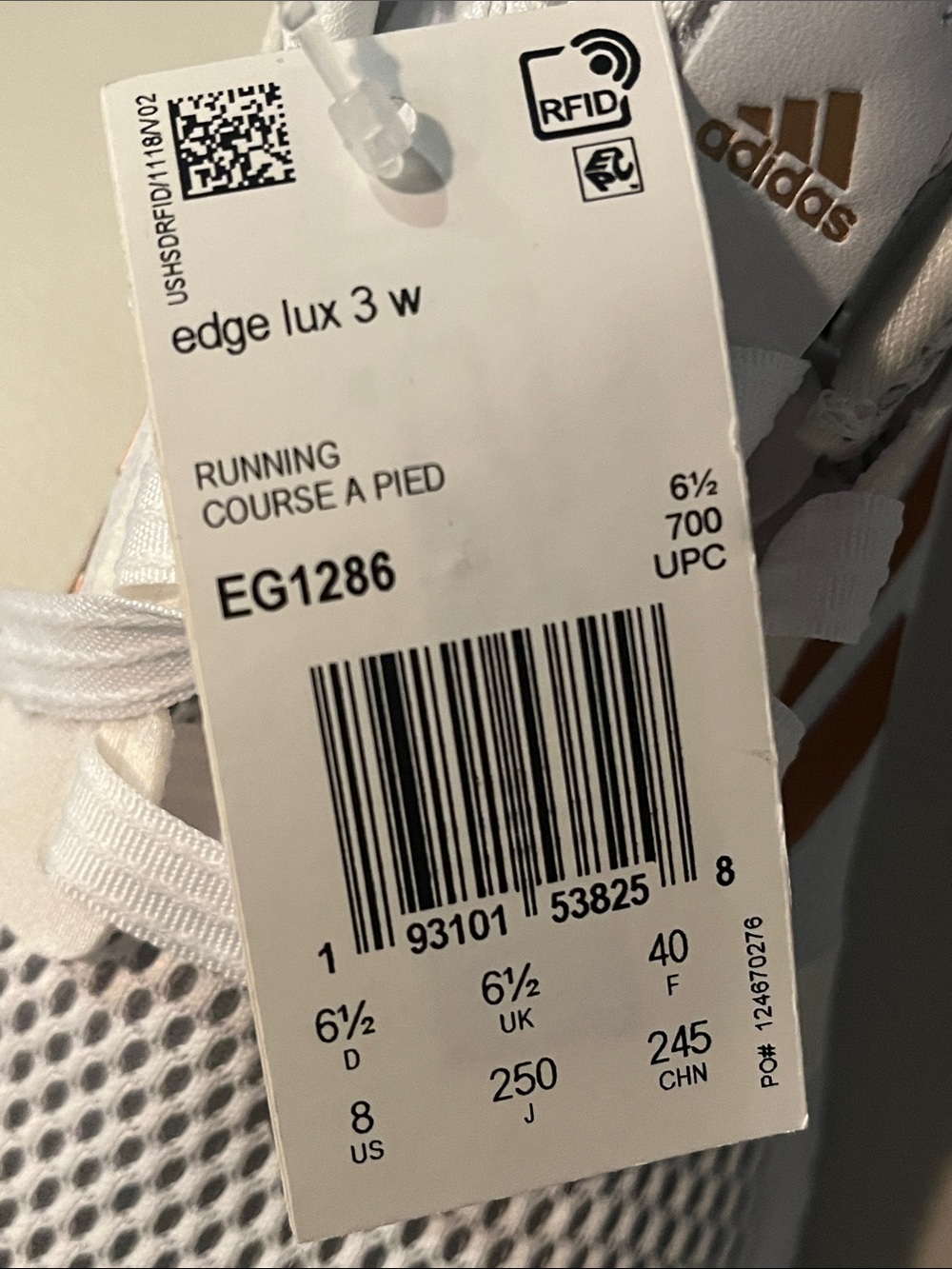 Adidas White Mesh Running Sneakers with Rose Gold Stripes Eye Catching - Picture 10 of 10